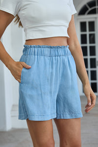 Pantalones cortos de mezclilla de lyocell para mujer view 4