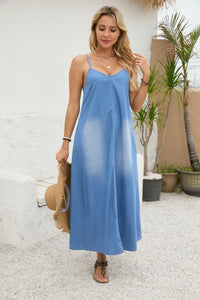 Suspender Denim Dress — Long view 9