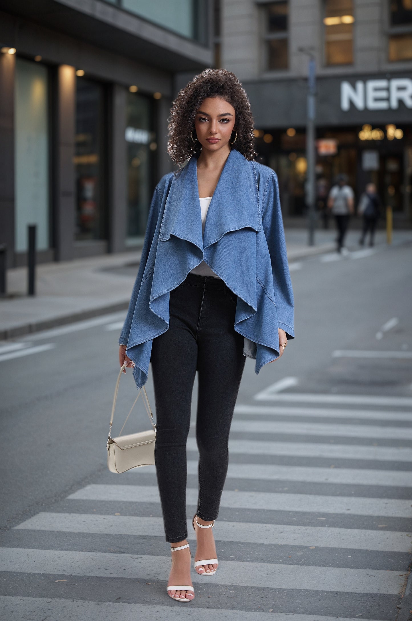 Women's Denim Shawl, Women's Coat, Denim Coat, Women's Poncho Top, Casual Elegant, Autumn Trench Coat