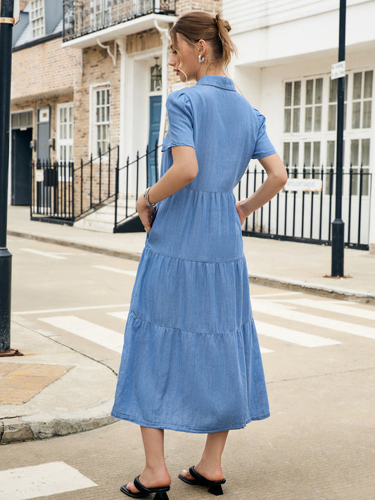 Women’s Denim Dress, Lyocell Fabric, Elegant dress, Long dress, Ultra-soft and Breathable, Cool and Comfortable