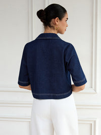 Short-Sleeve Denim Top view 3