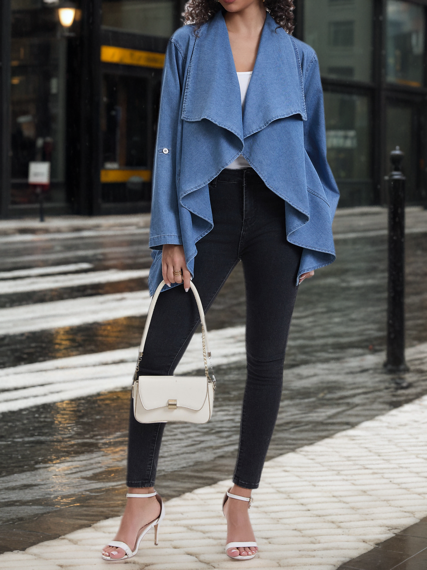 Women's Denim Shawl, Women's Coat, Denim Coat, Women's Poncho Top, Casual Elegant, Autumn Trench Coat