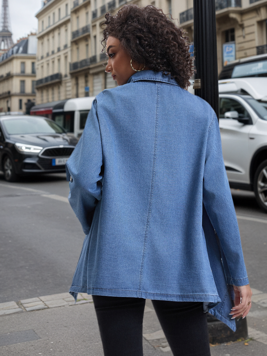 Women's Denim Shawl, Women's Coat, Denim Coat, Women's Poncho Top, Casual Elegant, Autumn Trench Coat