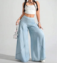 Lyocell Wide-Leg Denim Trousers view 1