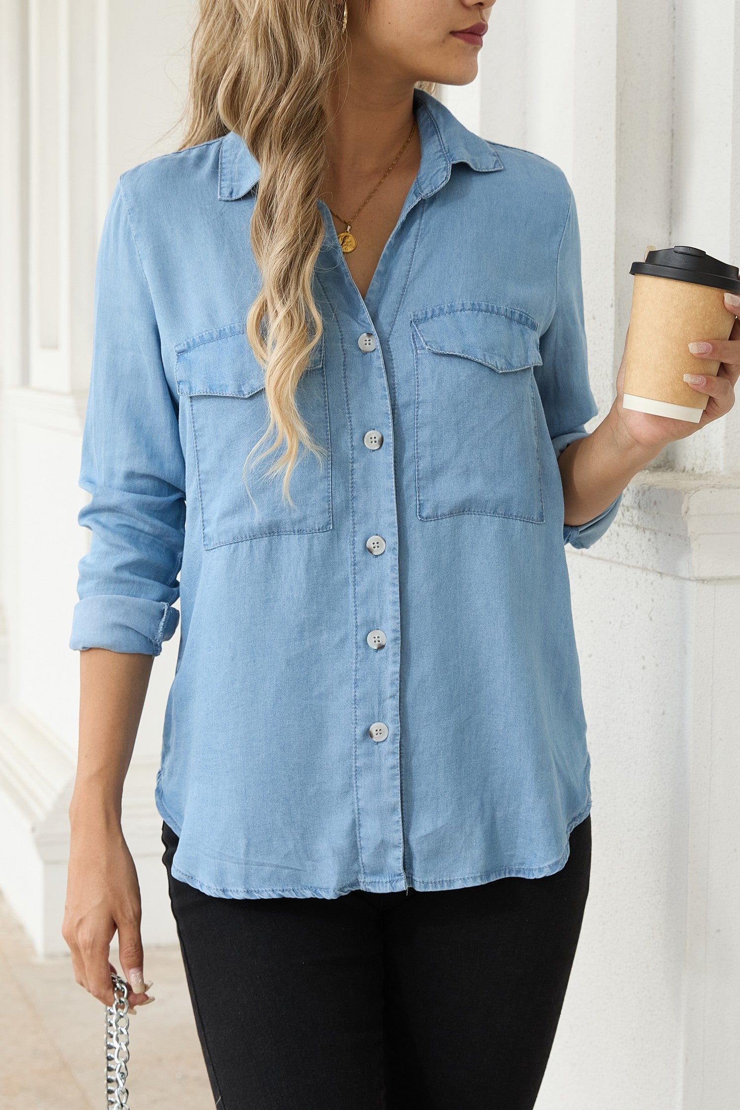 Lyocell Women's Denim Shirt For All Season