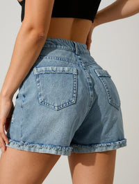Distressed Denim Shorts — High Waist view 2