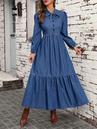 Tiered Denim Dress — Long Sleeve view 1