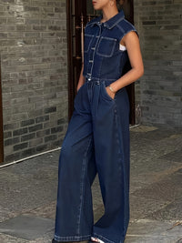 Denim Two-Piece Set — Vest & Wide Leg view 5