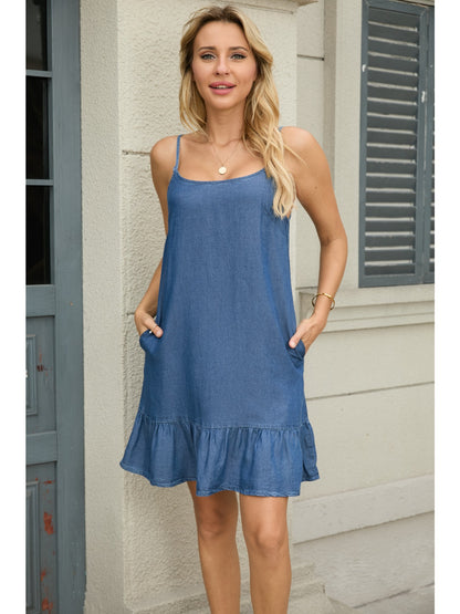 Women's Thin Strap Dress, Nightgown, Lyocell Fabric, Comfortable and Flowy, Casual and Sexy.
