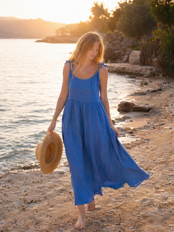 Lyocell Denim Dress — Sleeveless, Cobalt