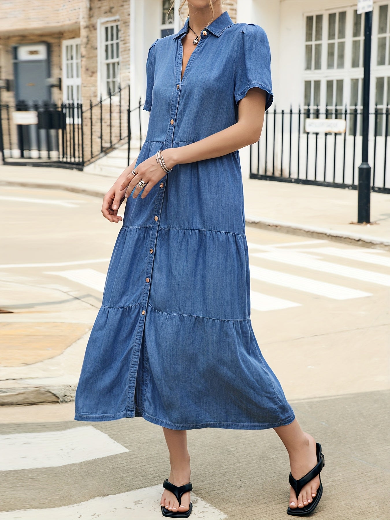 Women’s Denim Dress, Lyocell Fabric, Elegant dress, Long dress, Ultra-soft and Breathable, Cool and Comfortable