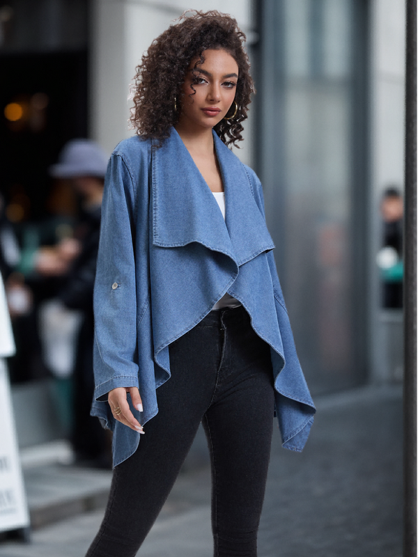 Denim Poncho Coat