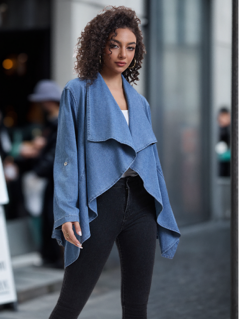 Denim Poncho Coat