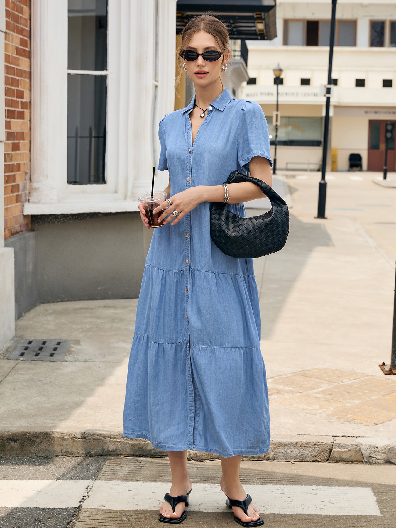 Women’s Denim Dress, Lyocell Fabric, Elegant dress, Long dress, Ultra-soft and Breathable, Cool and Comfortable