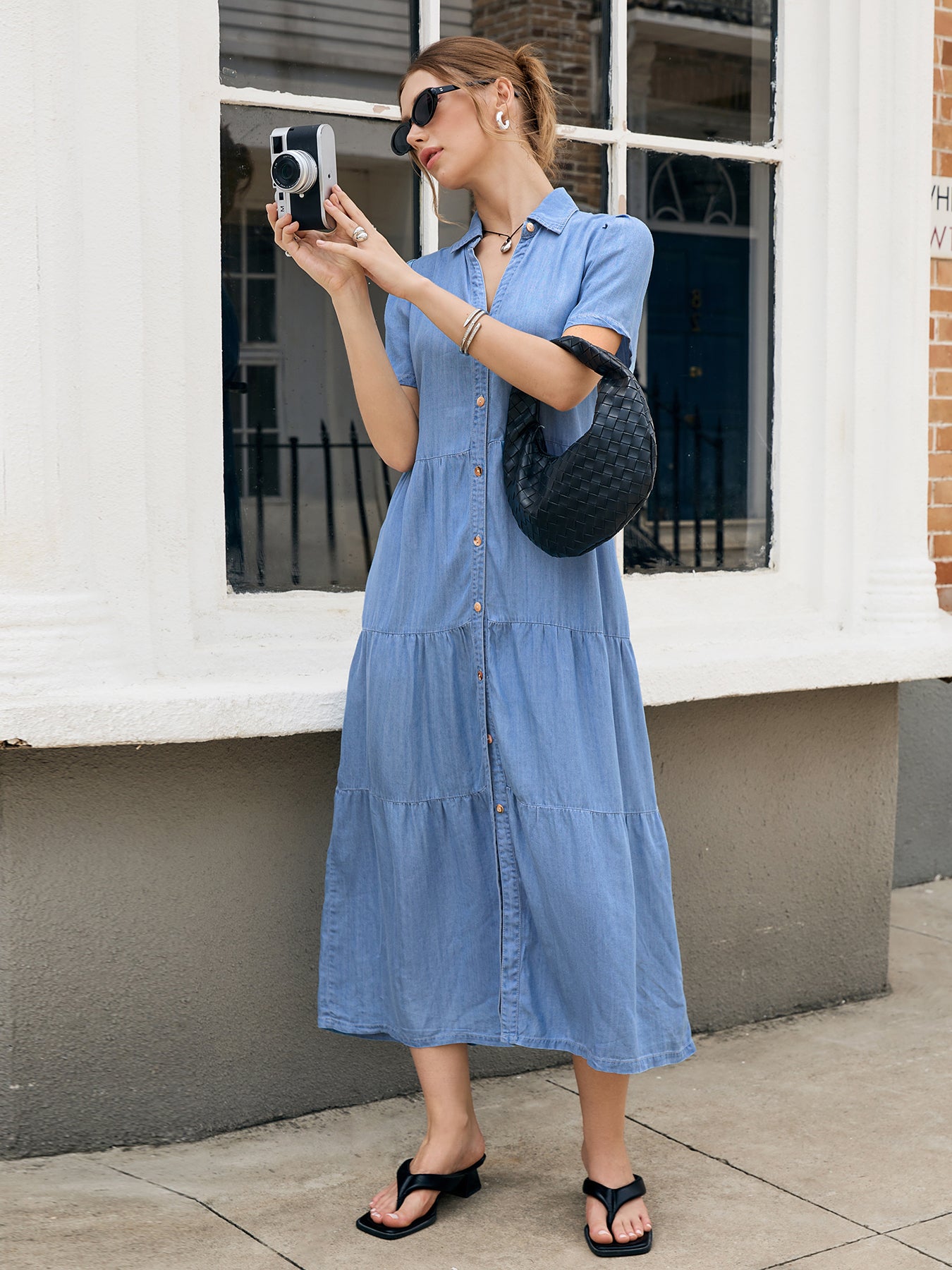 Women’s Denim Dress, Lyocell Fabric, Elegant dress, Long dress, Ultra-soft and Breathable, Cool and Comfortable