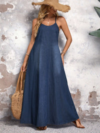 Suspender Denim Dress — Long view 11