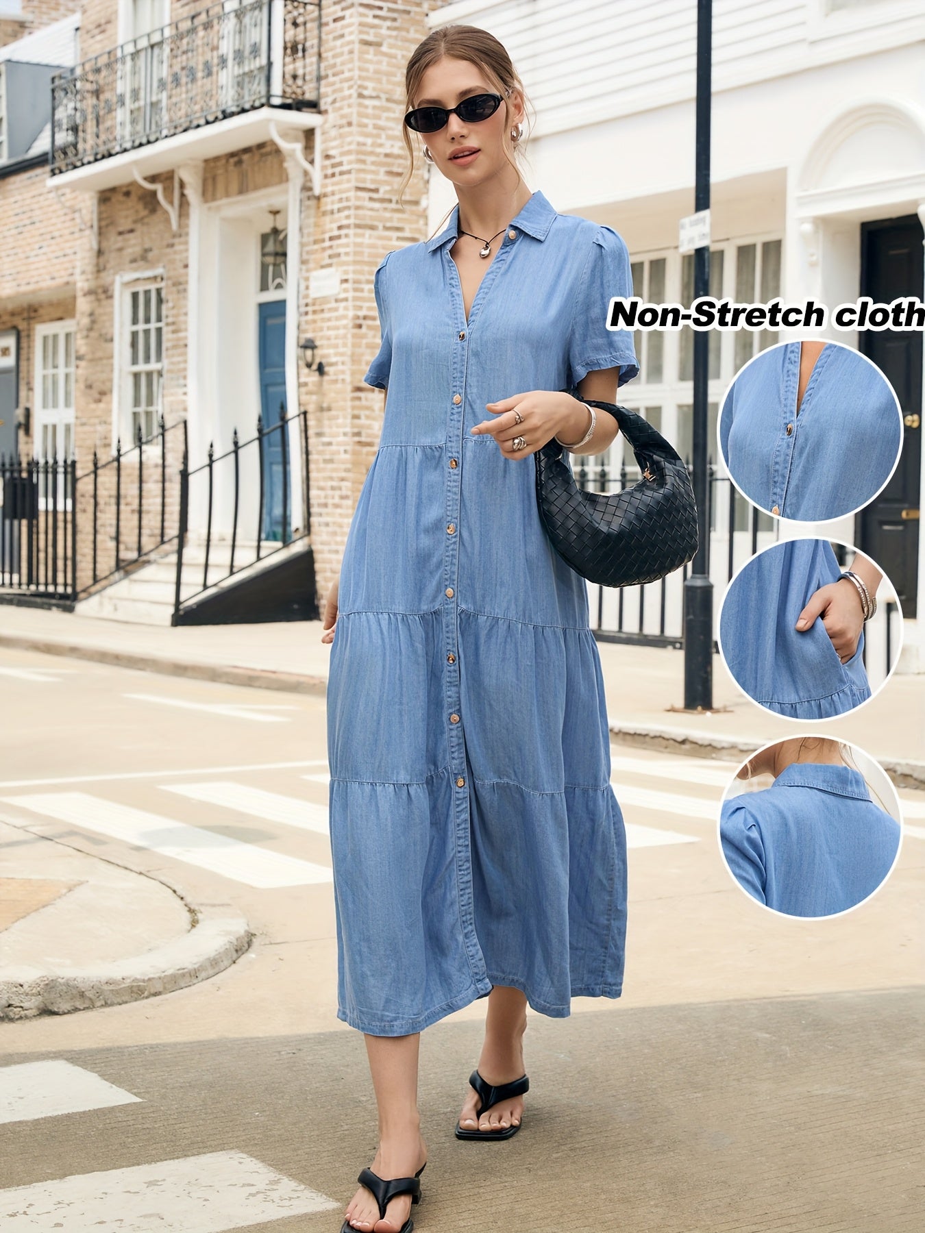 Women’s Denim Dress, Lyocell Fabric, Elegant dress, Long dress, Ultra-soft and Breathable, Cool and Comfortable