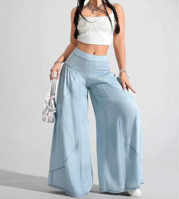 Lyocell Wide-Leg Denim Trousers