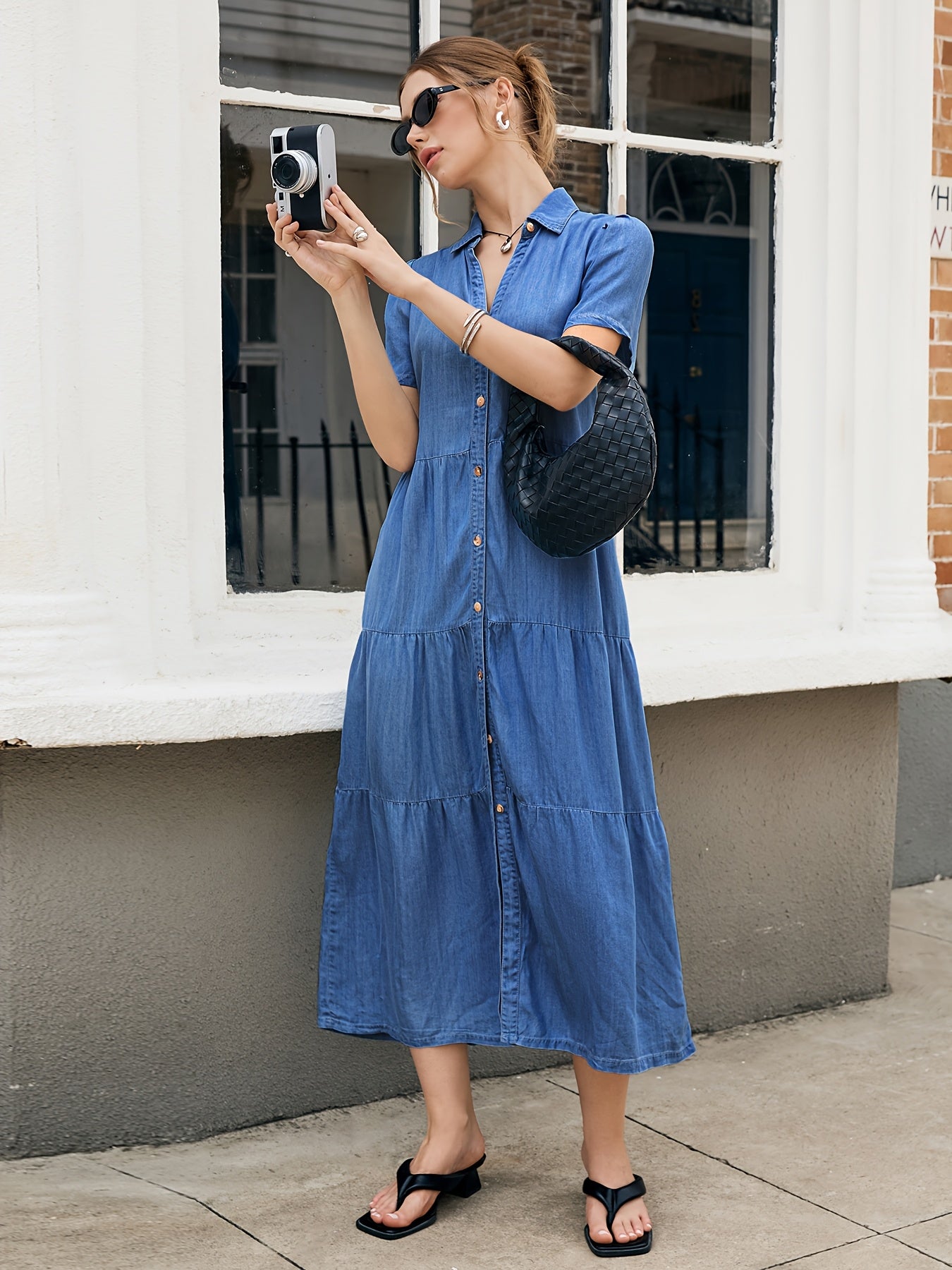 Women’s Denim Dress, Lyocell Fabric, Elegant dress, Long dress, Ultra-soft and Breathable, Cool and Comfortable