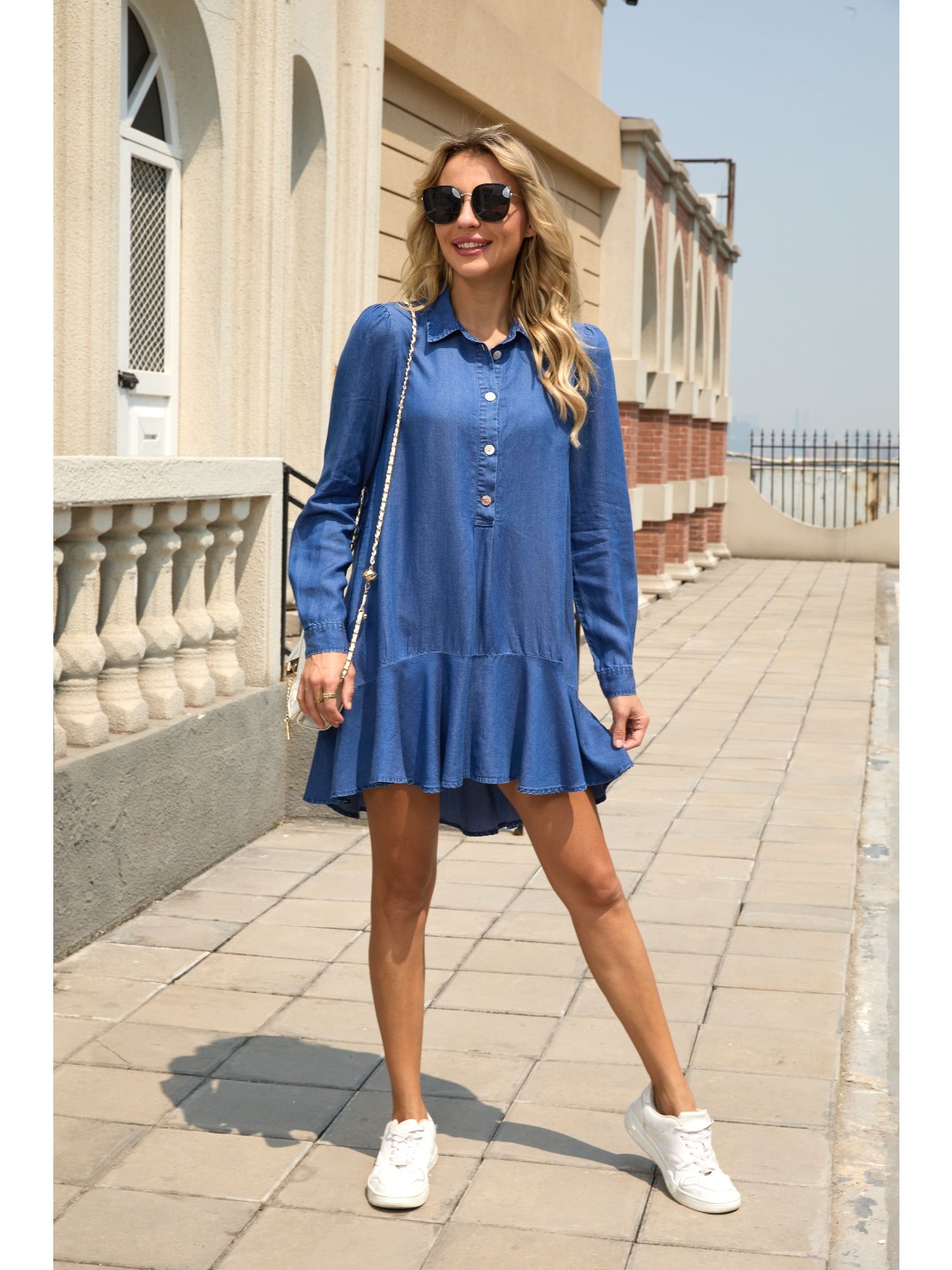 Women's Dress, Elegant and Versatile, Denim Dress, Lyocell Fabric, Casual Vacation
