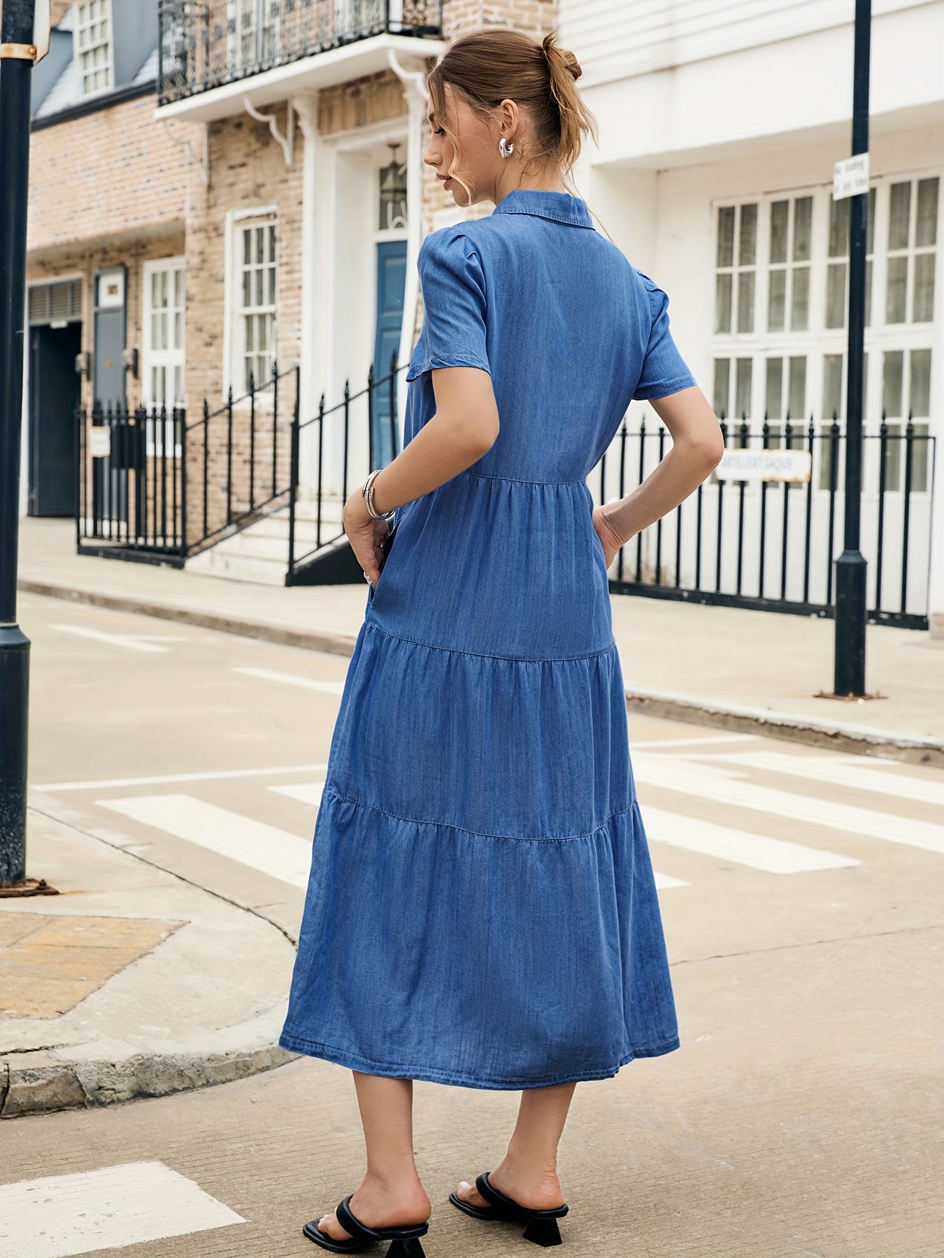 Women’s Denim Dress, Lyocell Fabric, Elegant dress, Long dress, Ultra-soft and Breathable, Cool and Comfortable